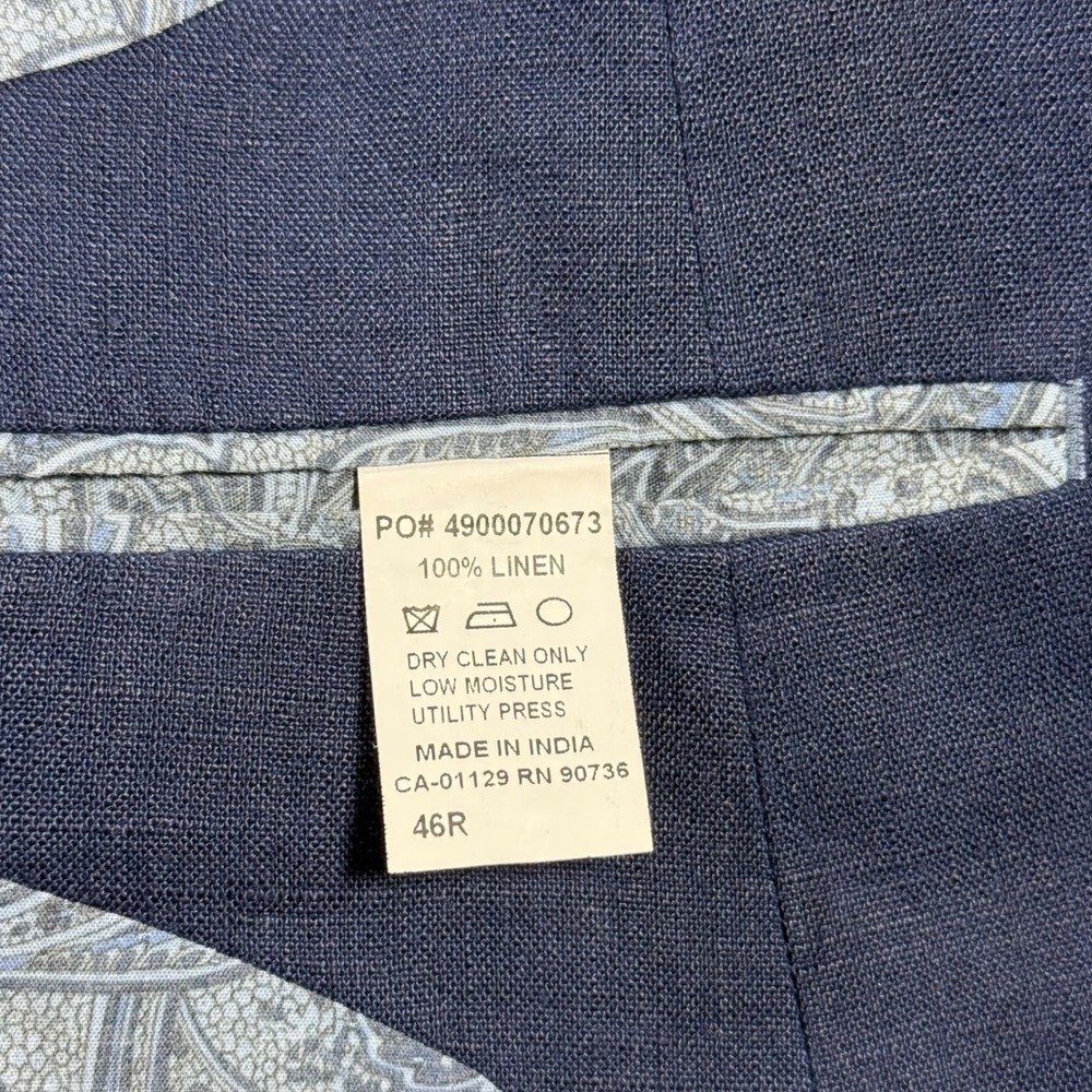 Ralph Lauren Blazer Jacket Mens 46R Navy Blue 100% Linen Paisley Lining Sport - Picture 4 of 9